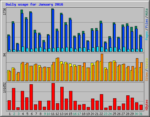 Daily usage for January 2016