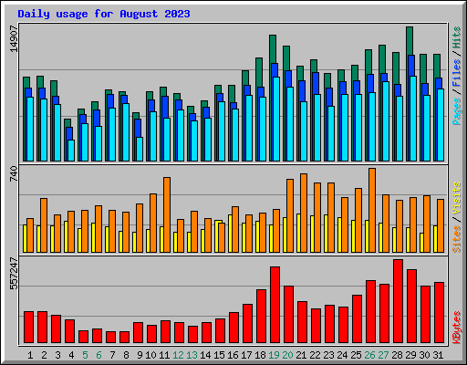 Daily usage for August 2023