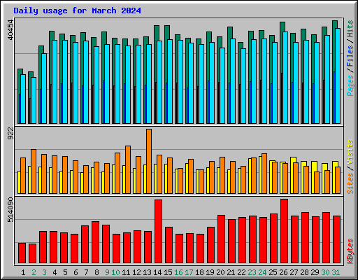 Daily usage for March 2024