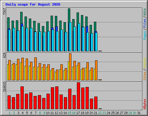 Daily usage for August 2026