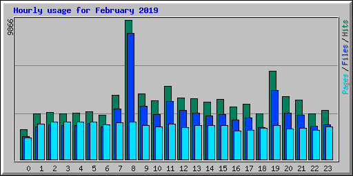 Hourly usage for February 2019